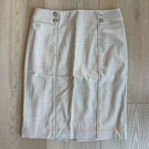 White House Black Market Cream Tailored Pencil Skirt